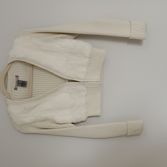 Authentic Rabbit Fur Sweater with Crystals - Picture 1 of 7